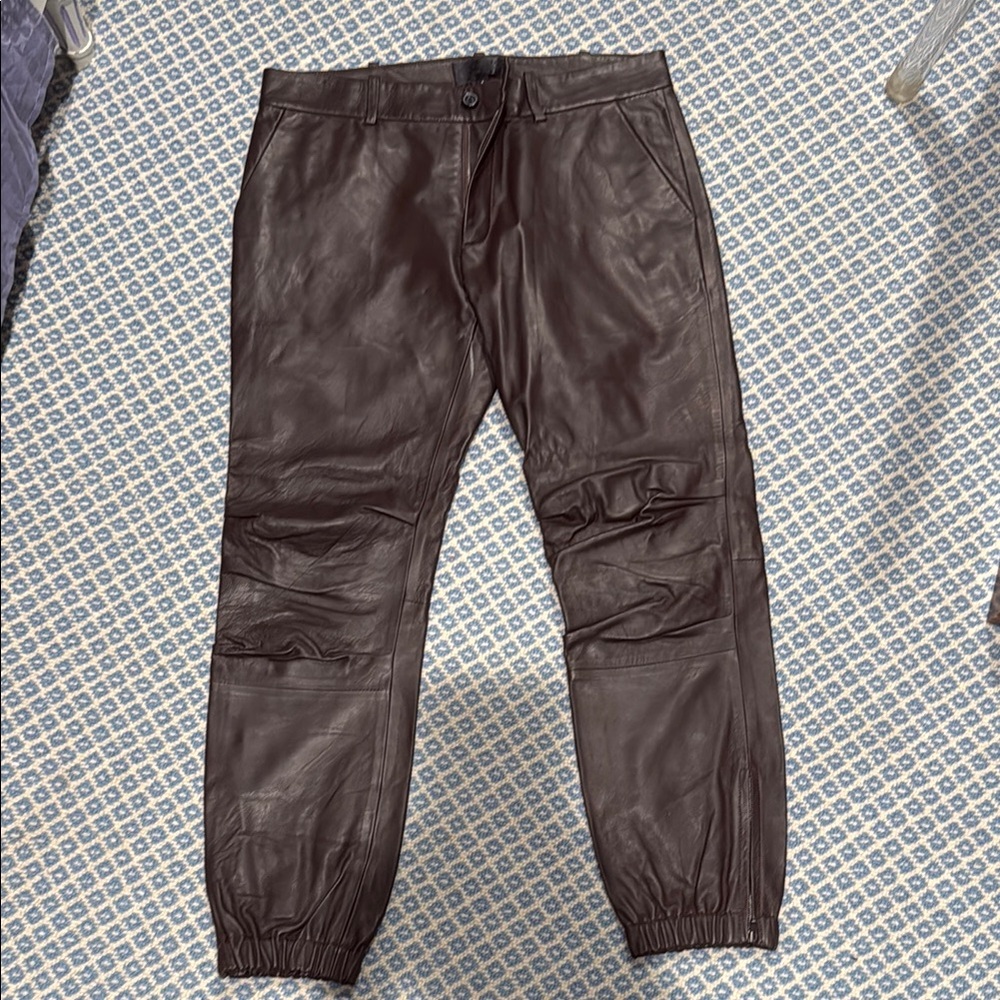 Nili Lotan Brown Leather Pants